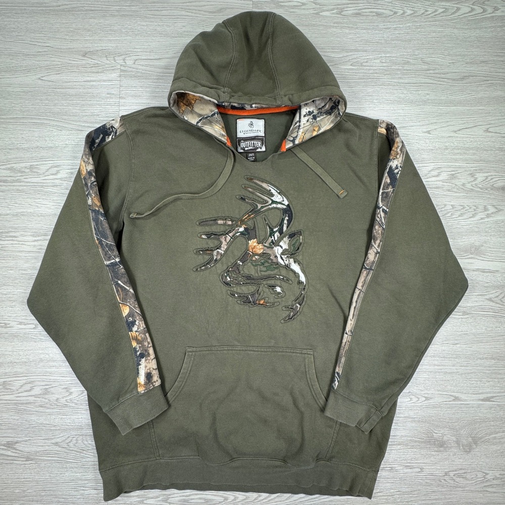Legendary Whitetails Men's Hoodie The Outfitter Green 2XT Camo Buck Pullover